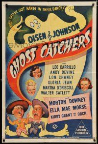 4g189 GHOST CATCHERS Aust 1sh '44 Ole Olsen & Chic Johnson, wacky ghost art, hants in their dance!