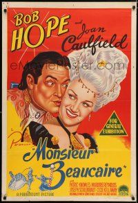 4g215 MONSIEUR BEAUCAIRE Aust 1sh '46 great close up of Bob Hope kissing pretty Joan Caulfield!