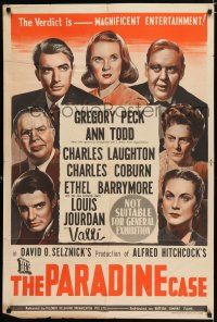4g224 PARADINE CASE Aust 1sh '48 Alfred Hitchcock, Gregory Peck, Ann Todd, Valli & top cast!