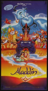 4g709 ALADDIN Aust daybill '93 classic Walt Disney Arabian fantasy cartoon, great art of cast!