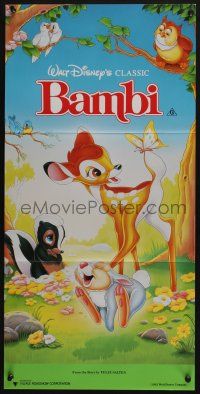 4g724 BAMBI Aust daybill R91 Walt Disney cartoon deer classic, great art with Thumper & Flower!