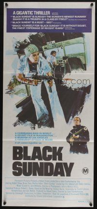 4g730 BLACK SUNDAY Aust daybill '77 Frankenheimer, Goodyear Blimp disaster at the Super Bowl!