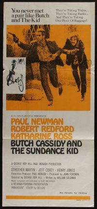 4g739 BUTCH CASSIDY & THE SUNDANCE KID Aust daybill '69 Paul Newman, Robert Redford, Katharine Ross
