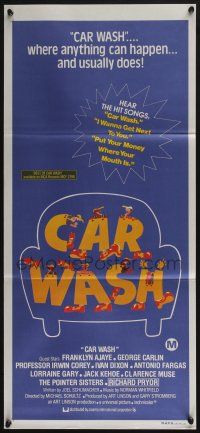 4g741 CAR WASH Aust daybill '76 written by Joel Schumacher, anything can happen, cool design!