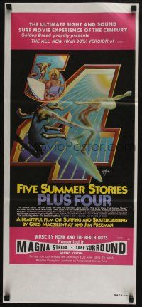 4g786 FIVE SUMMER STORIES PLUS FOUR Aust daybill '76 really cool surfing artwork by Rick Griffin!