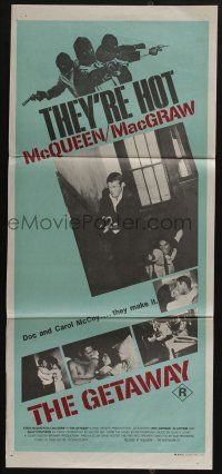 4g802 GETAWAY Aust daybill '72 Steve McQueen, Ali McGraw, Sam Peckinpah directed!