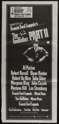 4g807 GODFATHER PART II Aust daybill '75 Al Pacino in Francis Ford Coppola classic crime sequel!
