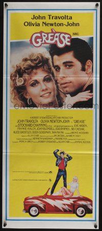 4g814 GREASE yellow style Aust daybill '78 John Travolta & Olivia Newton-John, classic!