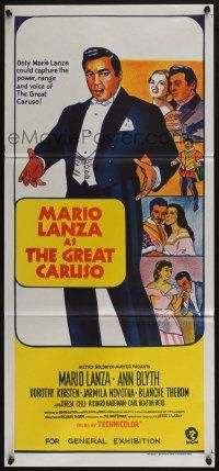 4g815 GREAT CARUSO Aust daybill R68 artwork of Mario Lanza & with pretty Ann Blyth!