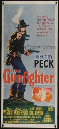 4g818 GUNFIGHTER Aust daybill '50 Gregory Peck's only friends were his guns, great outlaw image!
