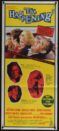 4g821 HAPPENING Aust daybill '67 cool art of Anthony Quinn being kidnapped, 1st Faye Dunaway!