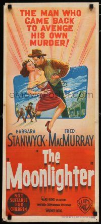 4g875 MOONLIGHTER Aust daybill '53 excellent 3-D image of Barbara Stanwyck & Fred MacMurray!