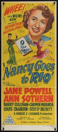 4g881 NANCY GOES TO RIO Aust daybill '50 Jane Powell, Ann Sothern, Barry Sullivan, Carmen Miranda
