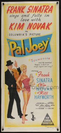 4g893 PAL JOEY Aust daybill '57 different art of Frank Sinatra with sexy Kim Novak!