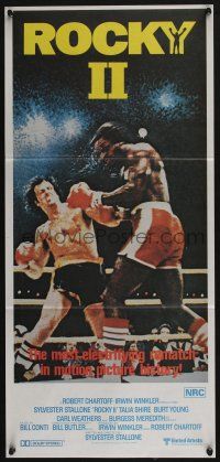 4g921 ROCKY II Aust daybill '79 best image of Sylvester Stallone & Carl Weathers fighting in ring!