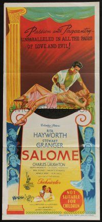 4g930 SALOME Aust daybill '53 art of sexy reclining Rita Hayworth romanced by Stewart Granger!