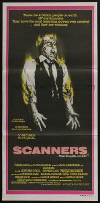 4g933 SCANNERS Aust daybill '81 David Cronenberg, in 20 seconds your head explodes, sci-fi art!
