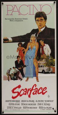 4g934 SCARFACE Aust daybill '83 art of Al Pacino as Tony Montana, Michelle Pfeiffer!