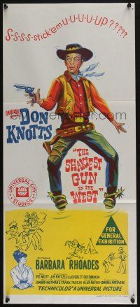 4g936 SHAKIEST GUN IN THE WEST Aust daybill '68 full-length stone litho of wacky Don Knotts!