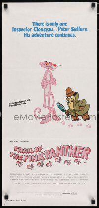 4g977 TRAIL OF THE PINK PANTHER Aust daybill '82 Peter Sellers, Blake Edwards, cool cartoon art!