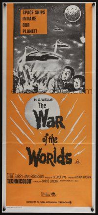 4g986 WAR OF THE WORLDS Aust daybill R70s H.G. Wells classic produced by George Pal!
