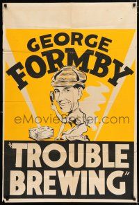4g130 TROUBLE BREWING Canadian 1sh R50s cool diff art of George Formby in deerstalker hat!