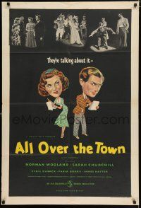 4g006 ALL OVER THE TOWN English 1sh '49 Norman Wooland, Sarah Churchill, English comedy!