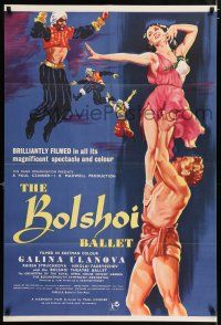 4g011 BOLSHOI BALLET English 1sh '57 wonderful art of sexy dancer Galina Ulanova held aloft!