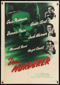 4g019 DEAR MURDERER English 1sh '47 Greta Gynt cheats on Eric Portman w/ 2 men, English film noir!