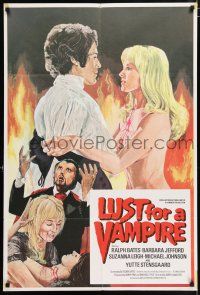 4g048 LUST FOR A VAMPIRE English 1sh '71 art of sexy devils in female bodies w/the kiss of death!