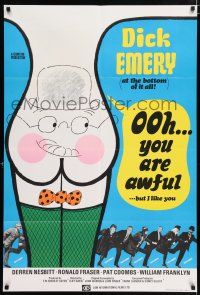 4g061 OOH YOU ARE AWFUL English 1sh '72 Cliff Owen, English, wacky cartoon artwork of rear w/face!