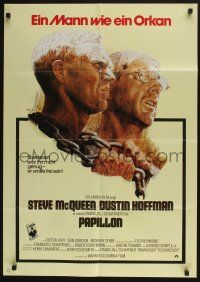 4g624 PAPILLON German R70s great art of prisoners Steve McQueen & Dustin Hoffman by Tom Jung!
