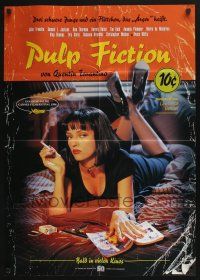 4g630 PULP FICTION advance German '94 Quentin Tarantino, Uma Thurman smoking in bed plus top cast!