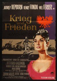 4g660 WAR & PEACE German R60s art of Audrey Hepburn, Henry Fonda & Mel Ferrer, Leo Tolstoy epic!