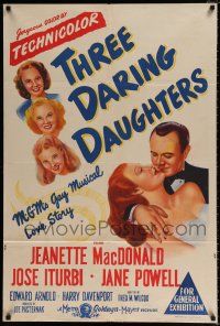 4g237 THREE DARING DAUGHTERS Aust 1sh '48 Jeanette MacDonald, Jane Powell, Jose Iturbi, MGM musical!