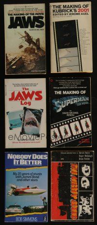 4h095 LOT OF 6 PAPERBACK BOOKS '70s-80s the making of Jaws, Kubrick's 2001 & Superman!
