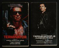 4h104 LOT OF 2 PAPERBACK TERMINATOR BOOKS '80s Arnold Schwarzenegger's famous cyborg movies!