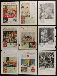 4h048 LOT OF 9 MAGAZINE PAGES OF COCA-COLA ADS '40s-50s wonderful vintage ads, many in color!