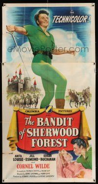 4j297 BANDIT OF SHERWOOD FOREST 3sh '45 great full-length image of Cornel Wilde wearing tights!