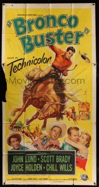 4j332 BRONCO BUSTER 3sh '52 directed by Budd Boetticher, cool artwork of rodeo cowboy on horse!