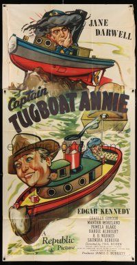 4j338 CAPTAIN TUGBOAT ANNIE 3sh '45 great artwork of Jane Darwell & Edgar Kennedy on boats!