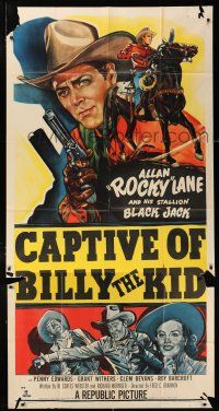 4j339 CAPTIVE OF BILLY THE KID 3sh '52 cool art of cowboy Rocky Lane & his stallion Black Jack!