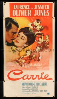 4j342 CARRIE 3sh '52 romantic art of Laurence Olivier & Jennifer Jones, William Wyler