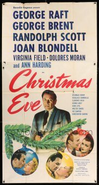 4j348 CHRISTMAS EVE 3sh '47 George Raft w/gun, George Brent, Randolph Scott, Joan Blondell!