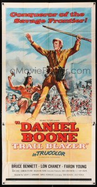 4j362 DANIEL BOONE TRAIL BLAZER 3sh '56 art of Bruce Bennett, conqueror of the savage frontier!