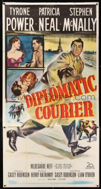 4j381 DIPLOMATIC COURIER 3sh '52 cool art of Patricia Neal, Tyrone Power & Stephen McNally!