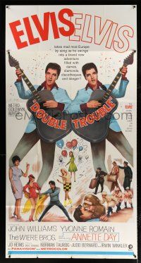 4j384 DOUBLE TROUBLE 3sh '67 cool mirror image of rockin' Elvis Presley playing guitar!