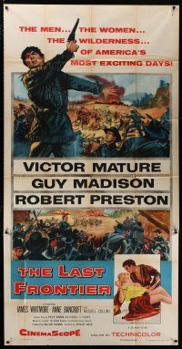 4j518 LAST FRONTIER 3sh '55 Victor Mature, Guy Madison, America's most exciting days!