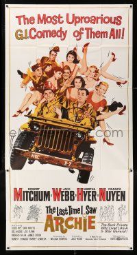 4j523 LAST TIME I SAW ARCHIE 3sh '61 Robert Mitchum & Jack Webb in a jeep full of sexy girls!