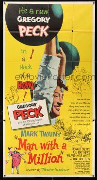 4j558 MAN WITH A MILLION 3sh '54 Gregory Peck picks up a million babes & laughs, by Mark Twain!